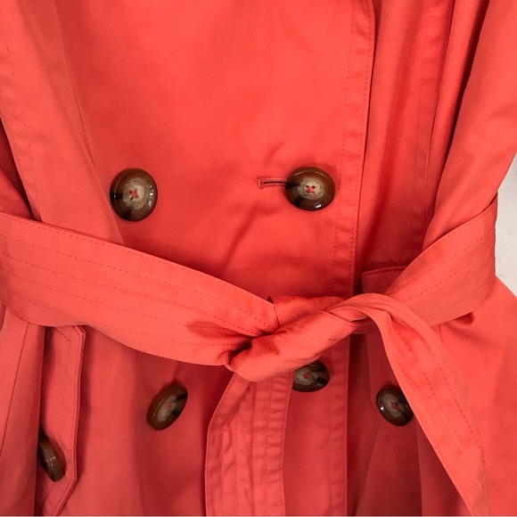 MICHAEL KORS | Coral Double Breasted Trench Rain Coat w/ Tie Belt Size Medium - Picture 5 of 13